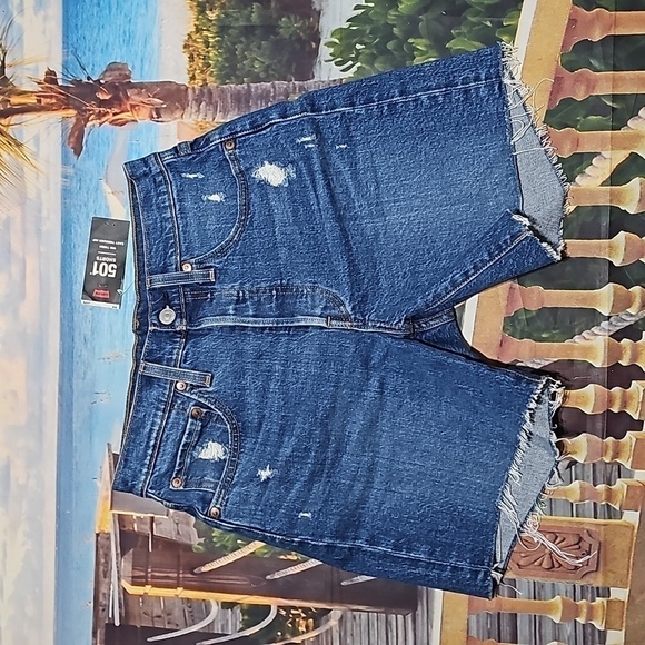 Levi's Pants - Levi's 501 Premium Distressed‎ Denim Shorts Size  26 NWT